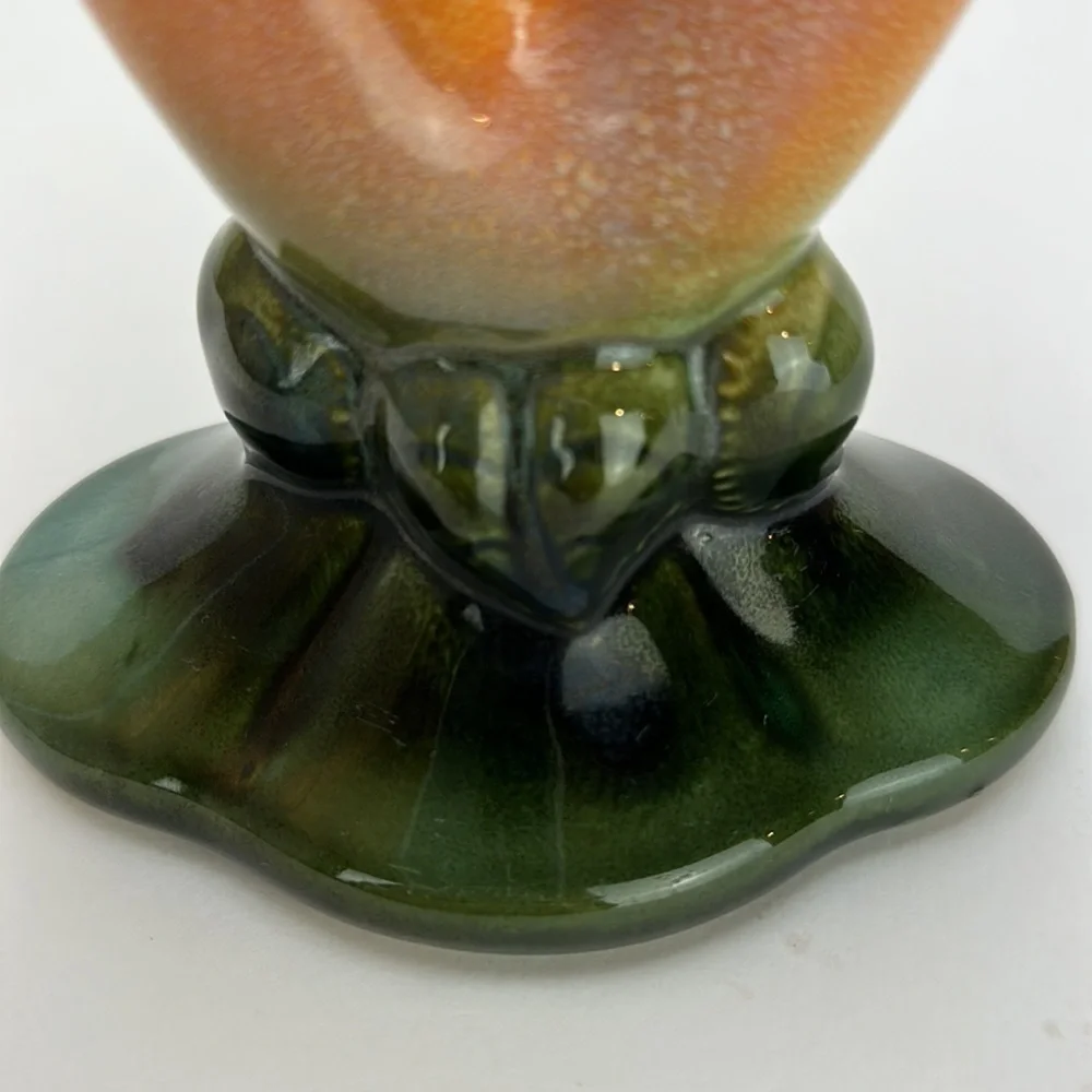Vintage‎ Hull Pottery Double Cornucopia Vase 103 Mottled Orange and Green